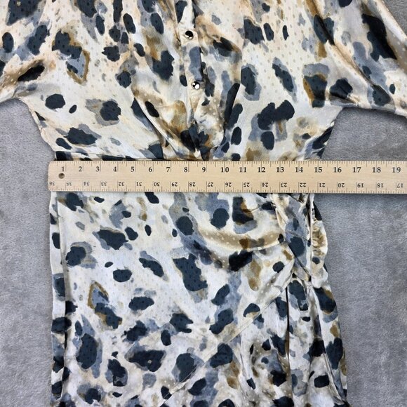 Wardrobe Dress Womens Medium Animal Print Long Sleeve Button Front Ruched Wrap - Picture 6 of 13